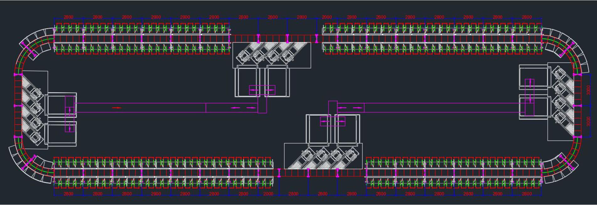 general layout drawing of crossbelt sortation system for yunda express